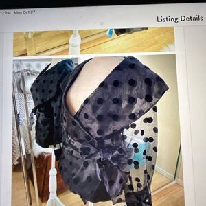 Sheer Black Polka Dot Blouse NWOT